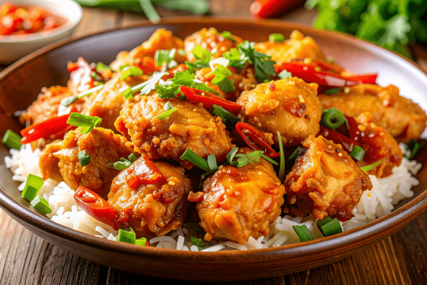 Pomerančové kuře na medu s rýží